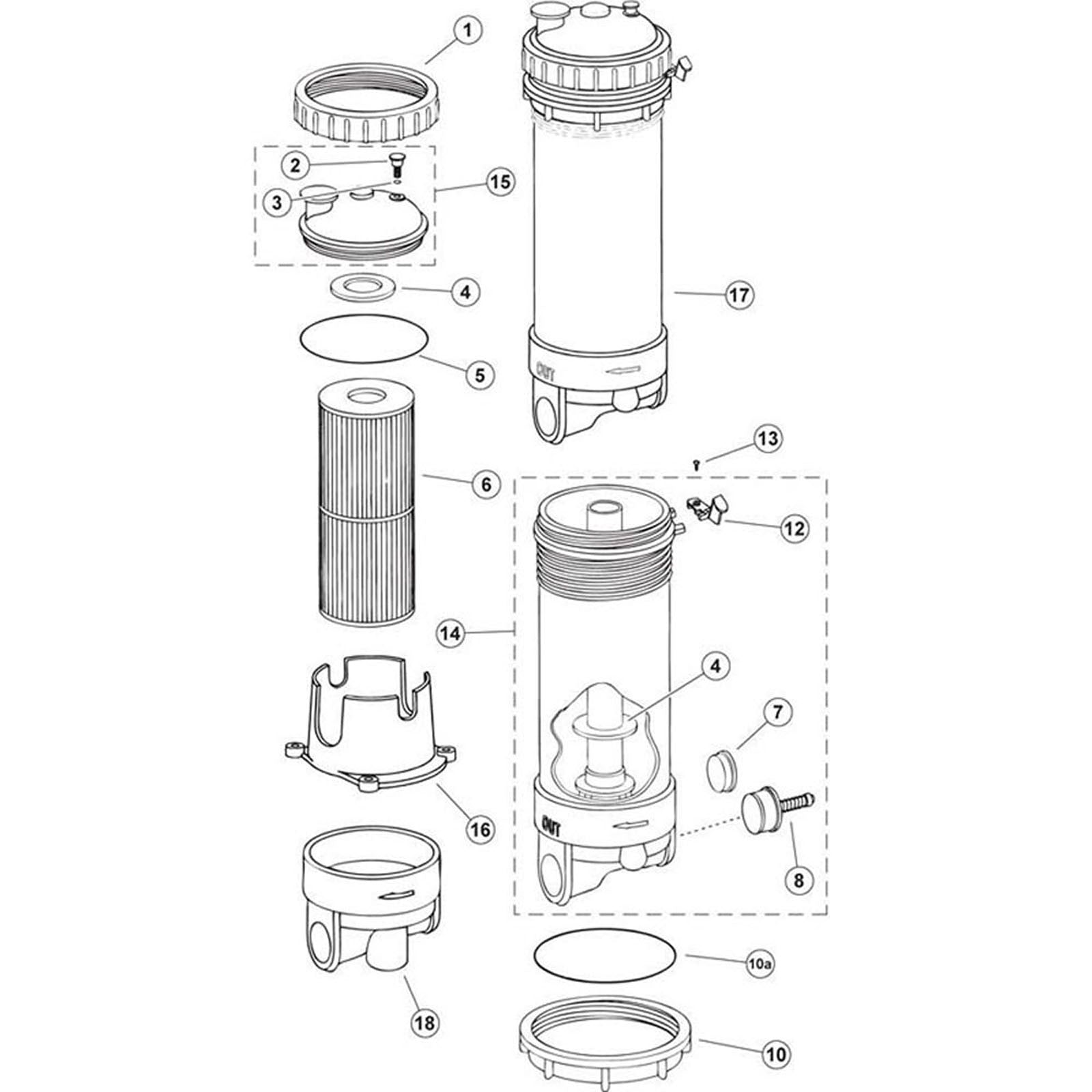 Inline Filter, Pentair Rainbow, RTL/RCF Series Top Load