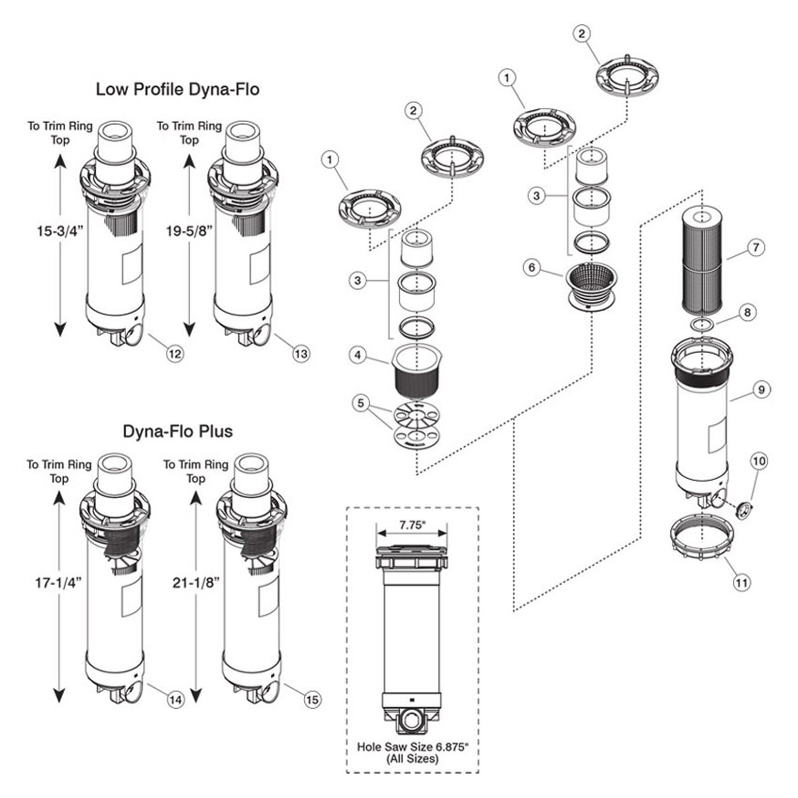 Skim Filter, WW, Dyna-Flo Plus/Dyna-Flo Low Profile Top Mnt
