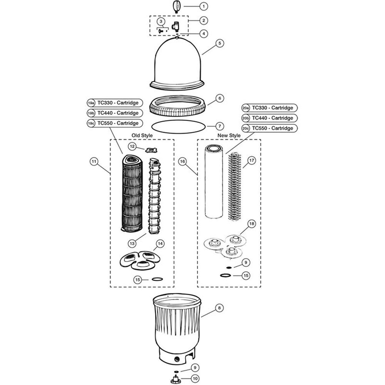 Cartridge Filter, Jacuzzi TRI-C.L.O.P.S., TC-330/450/550/600