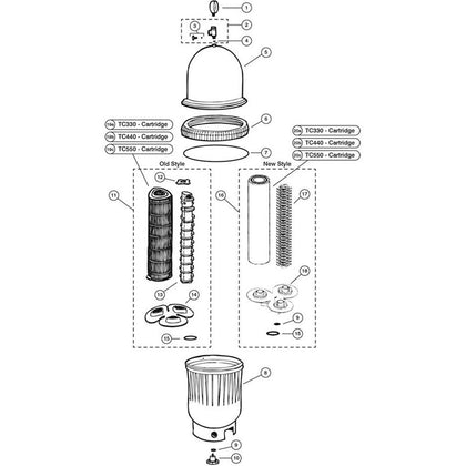 Cartridge Filter, Jacuzzi TRI-C.L.O.P.S., TC-330/450/550/600