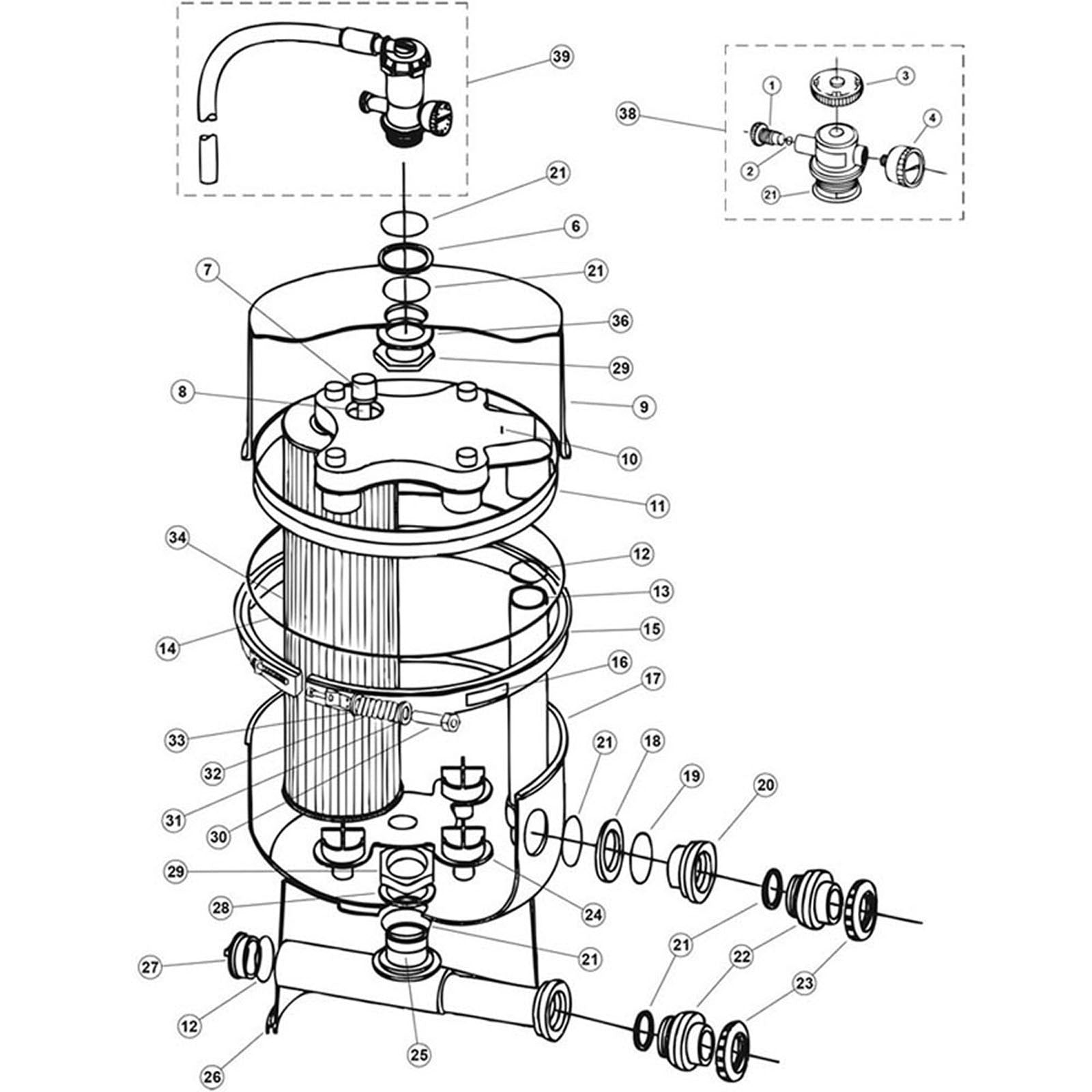 Cartridge Filter, Pentair PacFab Sea Horse SS Tank