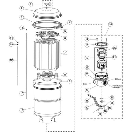 DE Filter, Pentair/Purex, SM/SMBW 2000 2024-2072, 1018-105