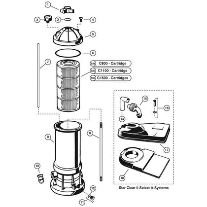 Cartridge Filter, Hayward StarClear II C800/C1100/C1500