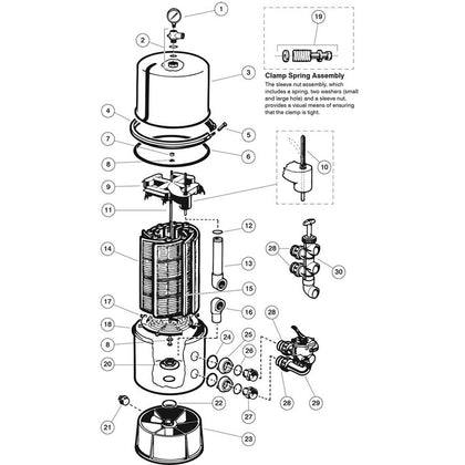 DE Filter, Hayward, Micro-Clear Vertical Grid, SS Tank