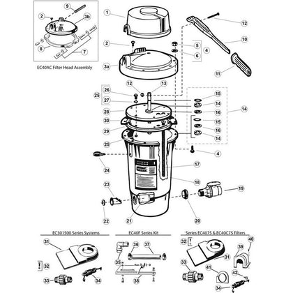 DE Filter, Hayward Perflex Ext-cycle EC30,EC40/AC Series