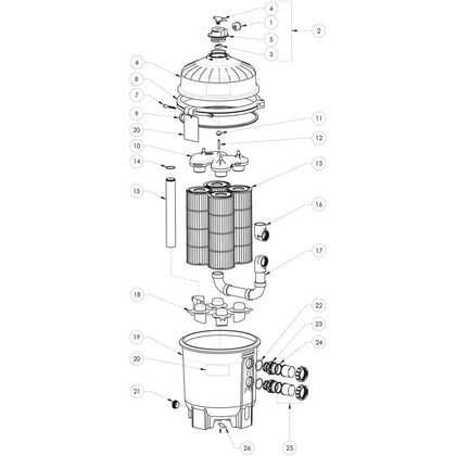 Cartridge Filter, Hayward HCF Commercial Filter Rpl Parts