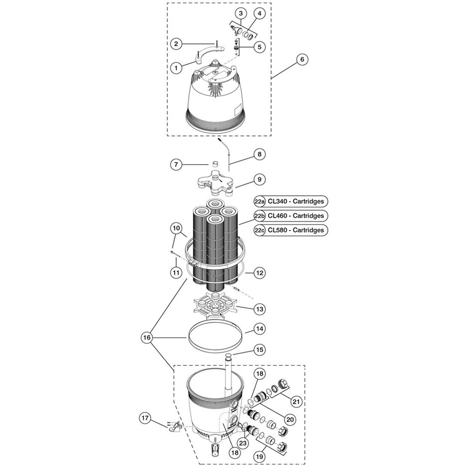 Cartridge Filter, Zodiac Jandy, CL340, CL460, CL580