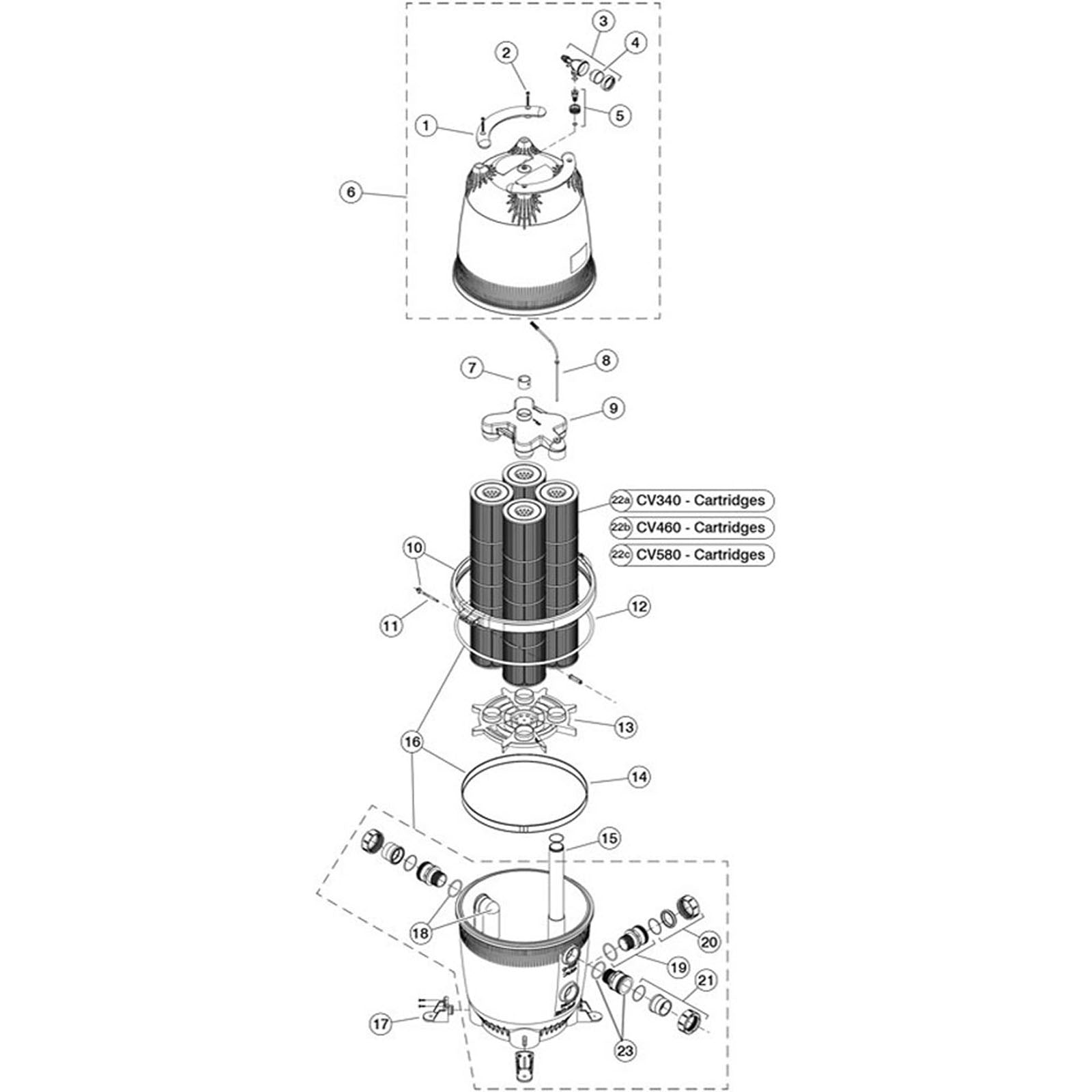 Cartridge Filter, Zodiac Jandy, CV340, CV460, CV580