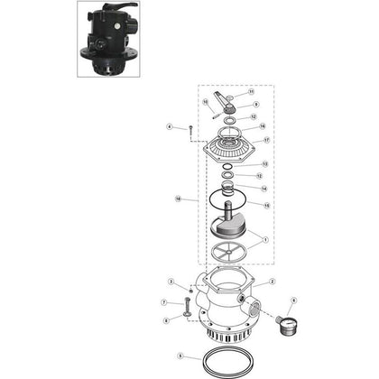 Sta-Rite Swimquip 1-1/2" Top Mount Multiport Valve, Bolt On