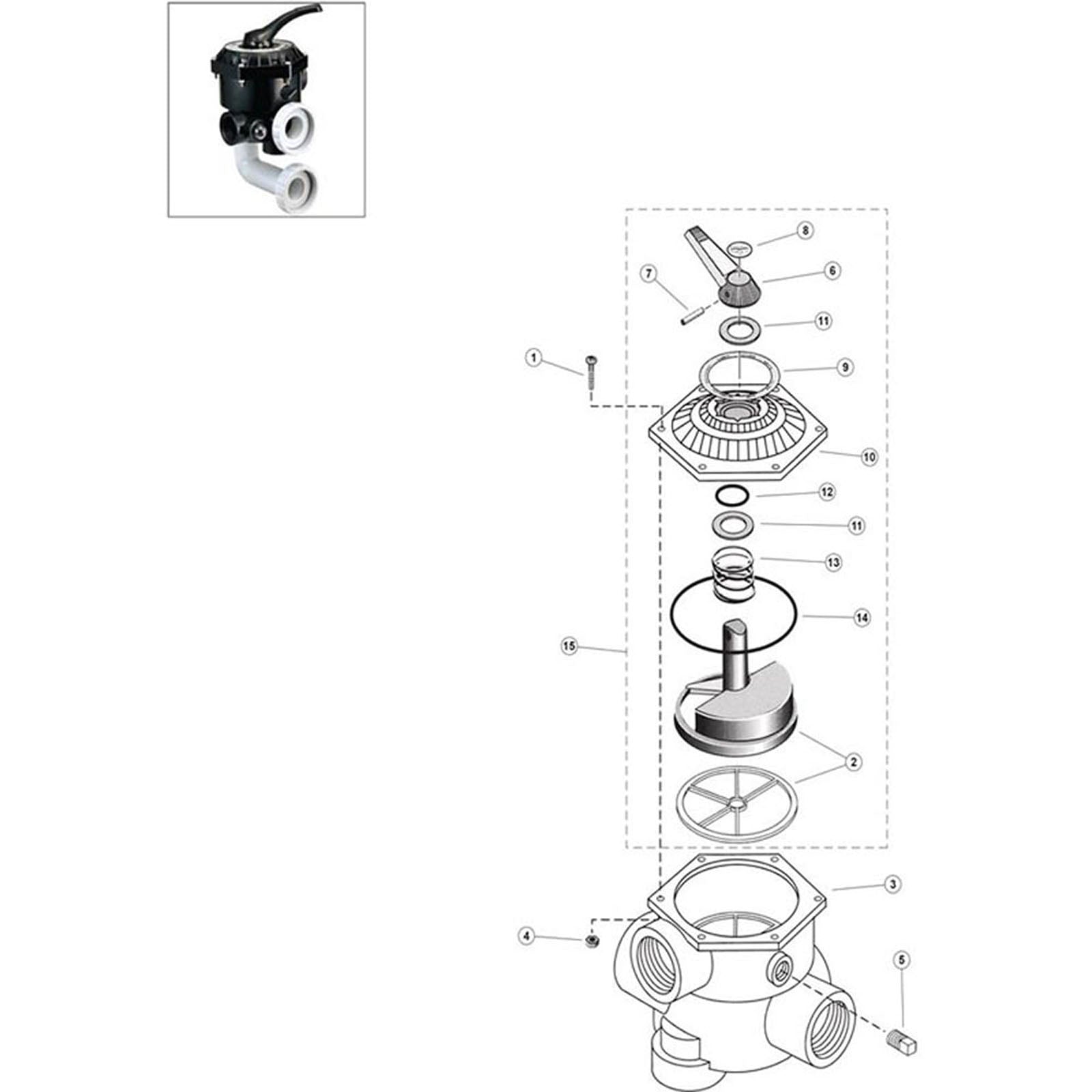 Sta-Rite 1-1/2" Side Mount Multiport Valve