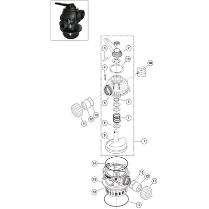 Sta-Rite 1-1/2" Top Mount Multiport Valve Model WC 112-148