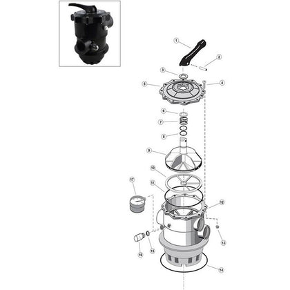 Sta-Rite 2" Top Mount Multiport Valve Model 14971-TM-22-L