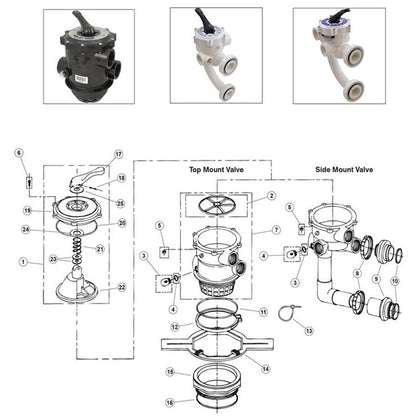 Pentair PacFab Top Mount/ Side Mount 1-1/2" Multiport Valve