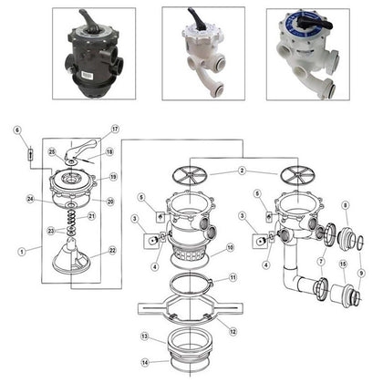 Pentair PacFab Top Mount/Side Mount 2" Multiport Valve