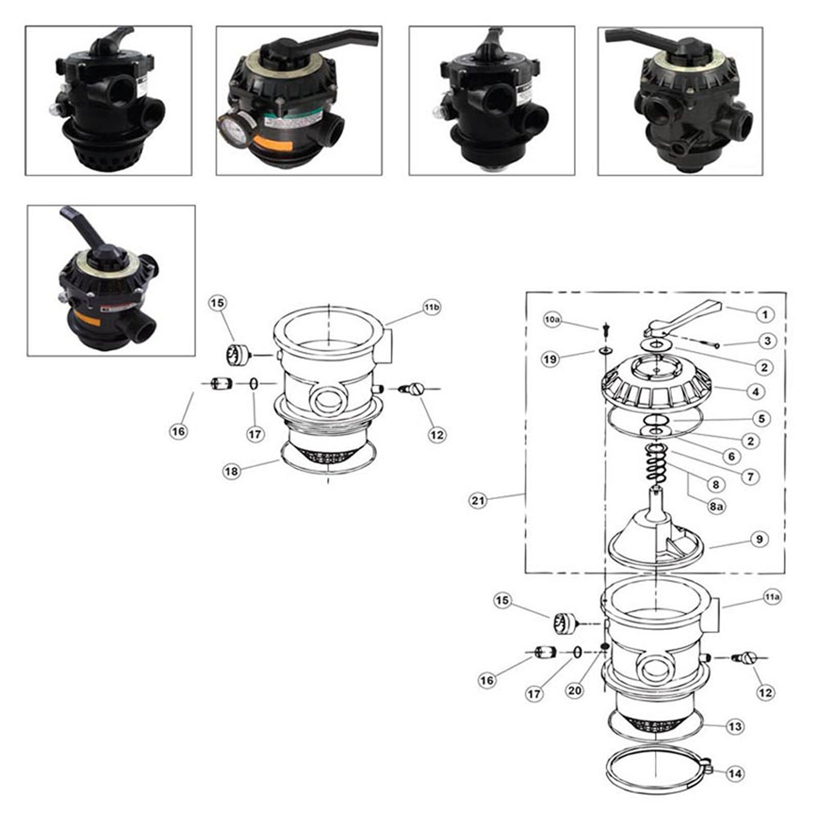 Pentair PacFab 6 Way 1-1/2" Hi-Flo Multiport Valve