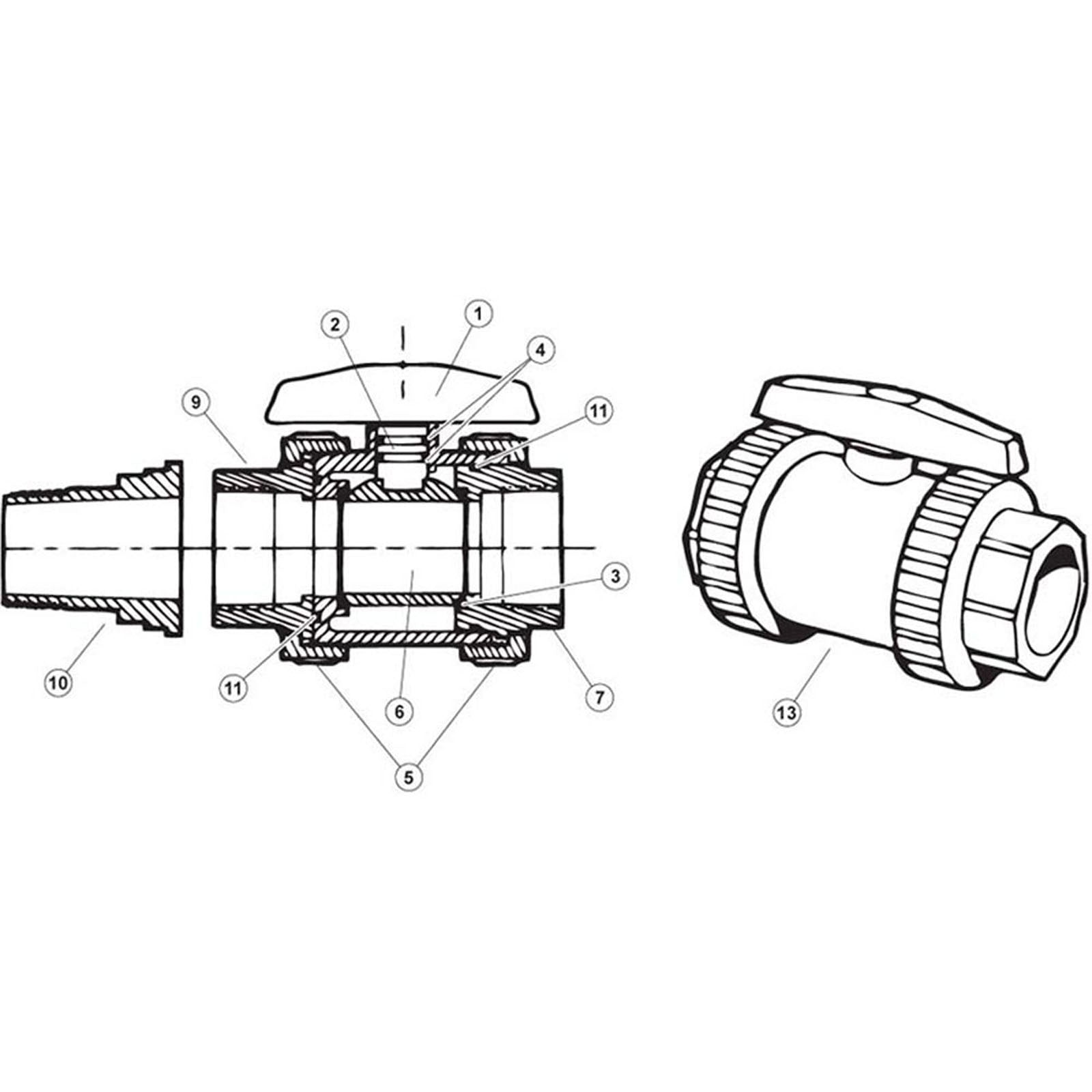 Hayward 2" Trimline Ball Valve (SP0724, SP0724S)