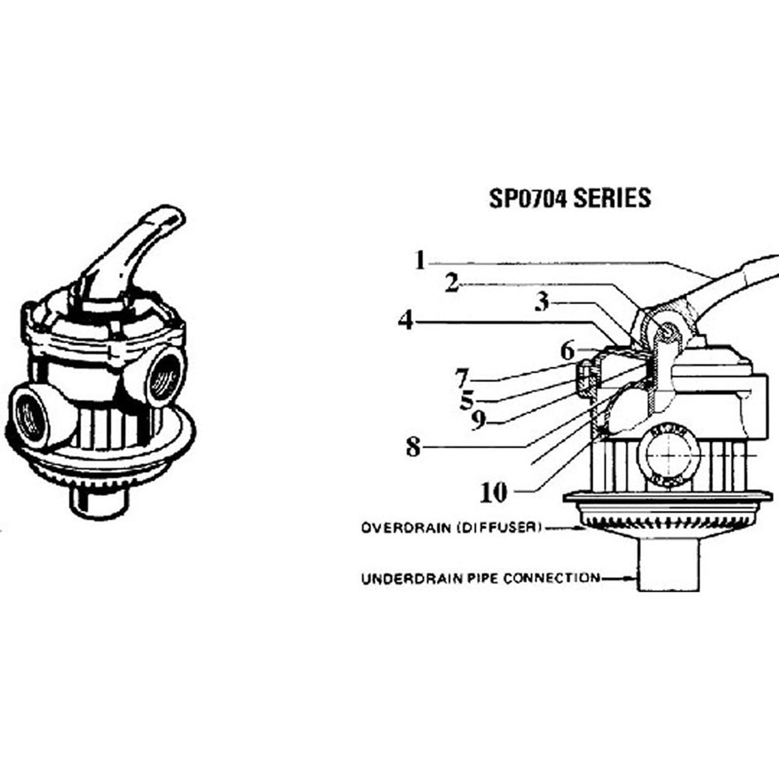 Hayward 1-1/2" Top Mount Vari-Flo Valve/4 Position SP0704