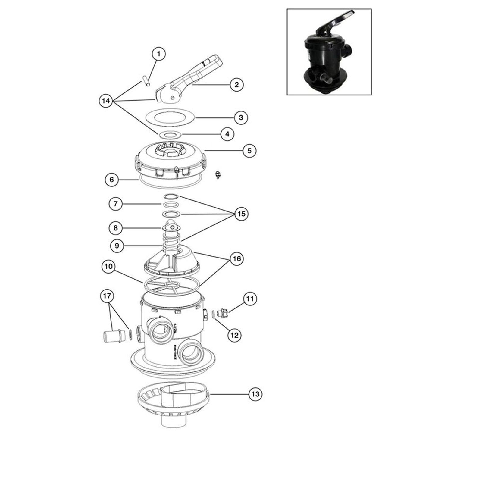 Astral Top Mount Multiport Valve 1-1/2", 22358