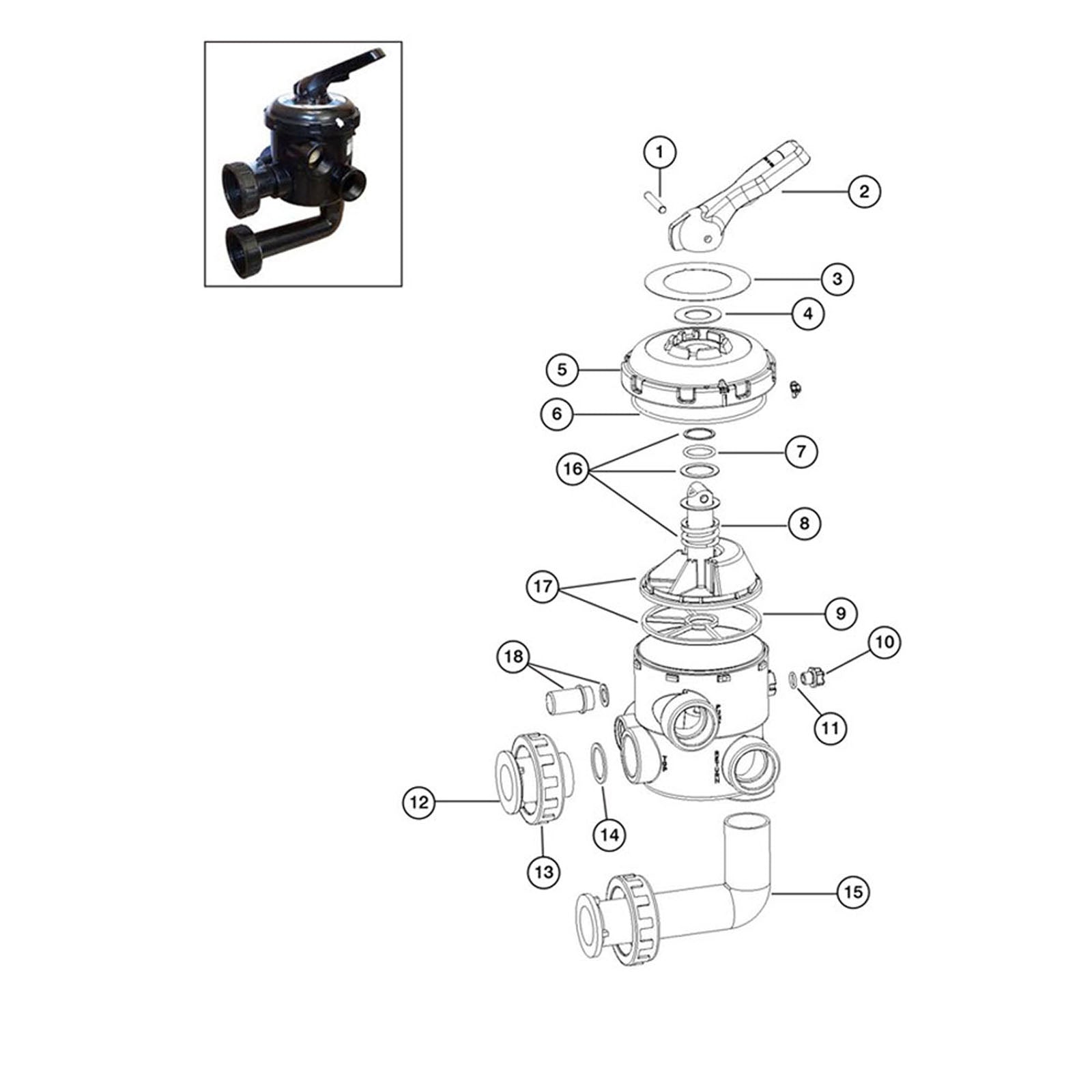 Astral Side Mount Multiport Valve 1-1/2", 22355