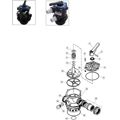 Waterco Top Mount Multiport Valve - 1-1/2" Model