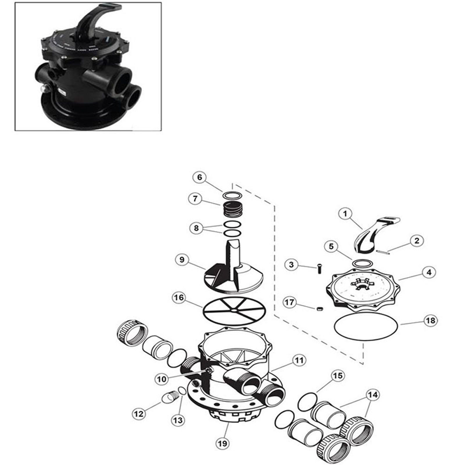 Waterco Top Mount Multiport Valve - 2" Model