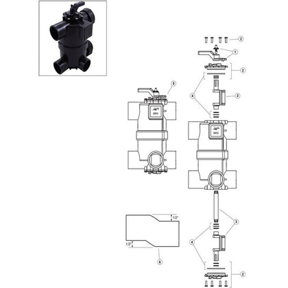 Zodiac Jandy NeverLube Backwash Valve BWVL-NVL, 8034J & 8034