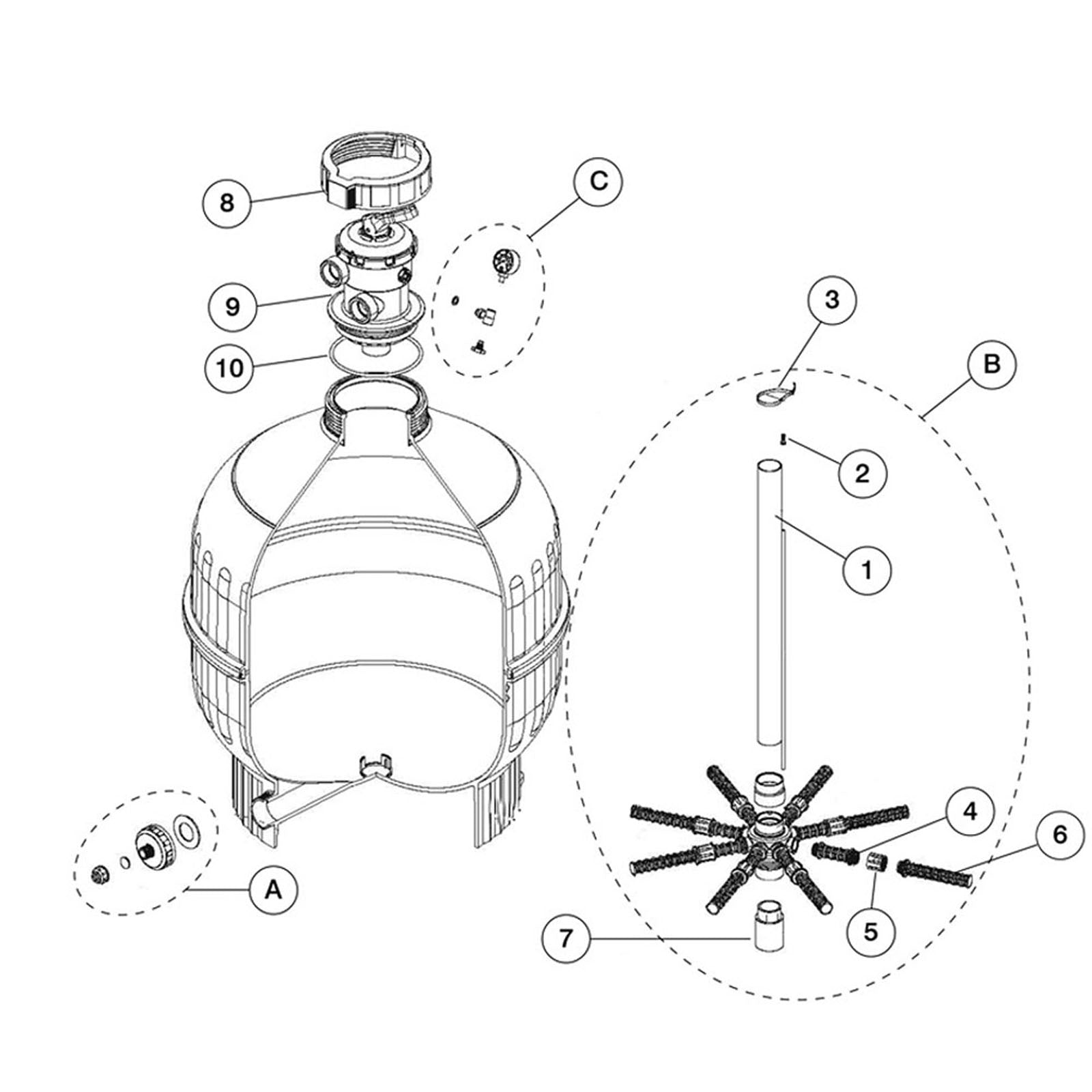 Sand Filter, Cantabric Top Mount 30", 1-1/2" Connection