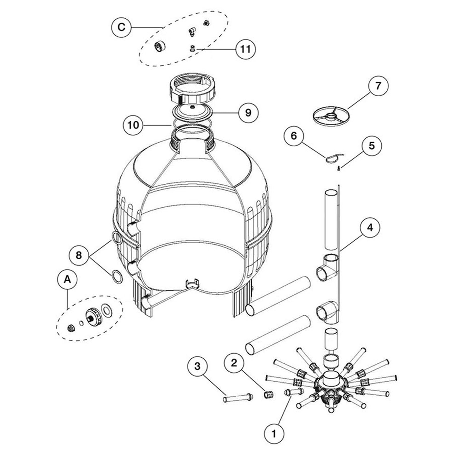 Sand Filter, Astral Cantabric Side Mount 30", 2" Connection