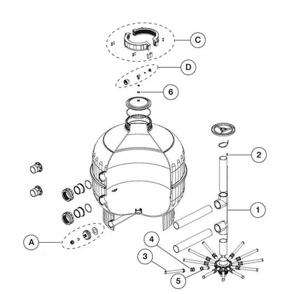 Sand Filter, Astral Cantabric Side Mount 36",2.5" Connection