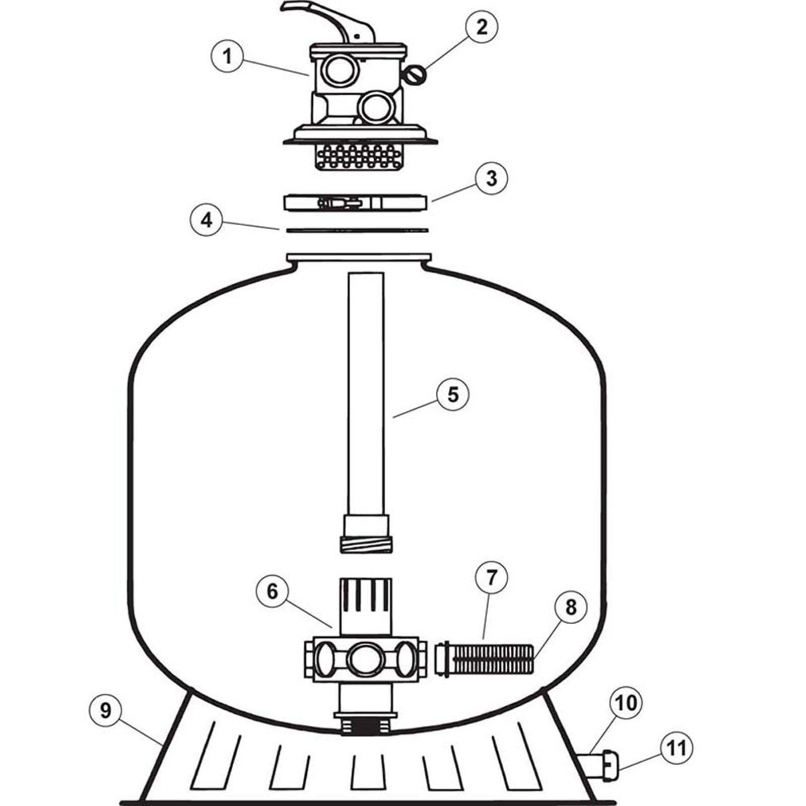 Sand Filter, Waterco/Baker Hydro, Newport Series Top Mount