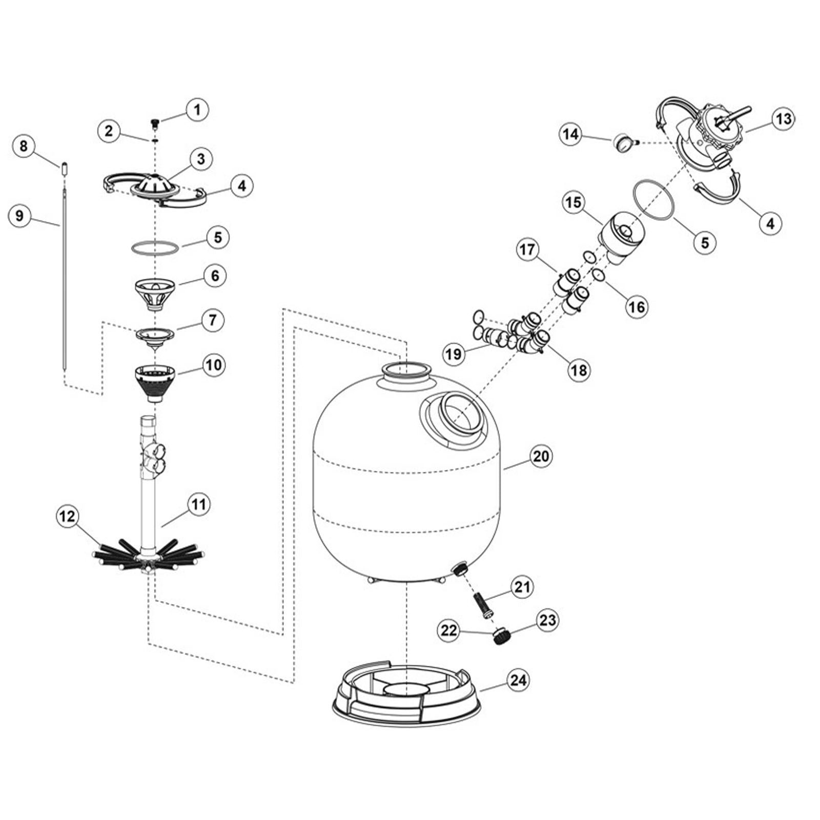 Sand Filter, Waterway, SmartClean Side Mount Model