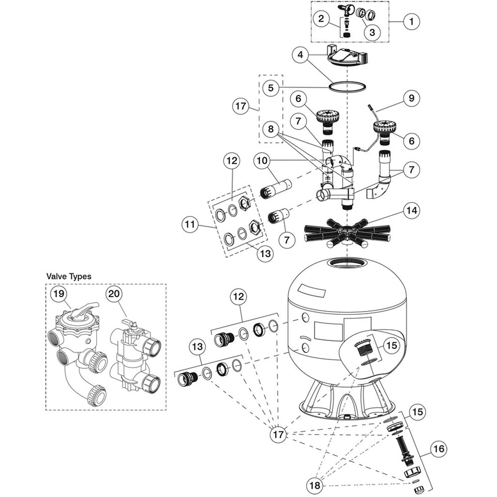 Sand Filter, Zodiac/Jandy, JS Series Model JS60/JS100-SM