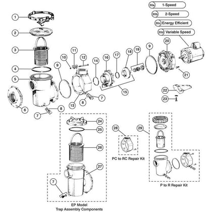 Jacuzzi P, PC , EP Model Pumps