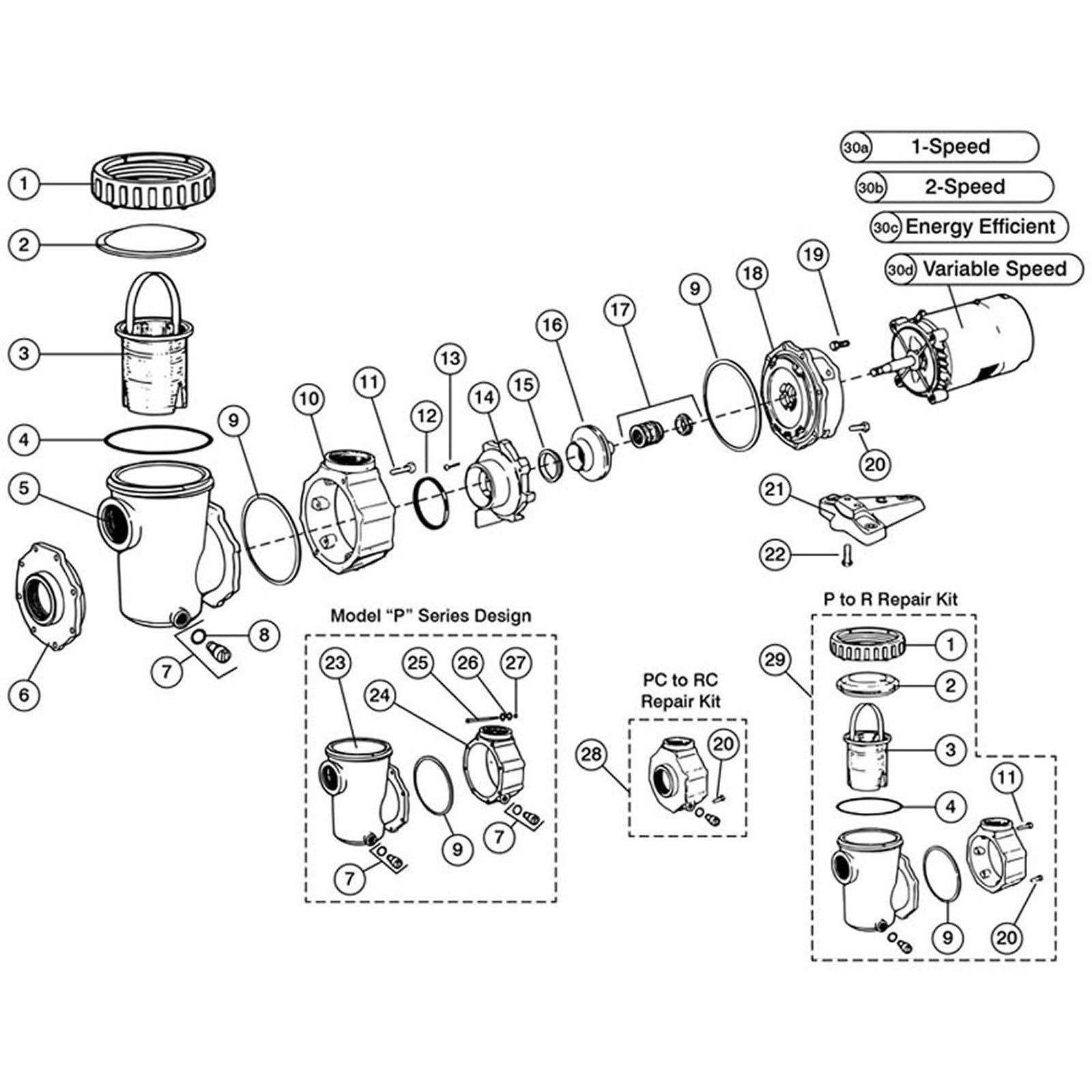 Jacuzzi Ring-Lok R, P, PC, UP Model Pumps