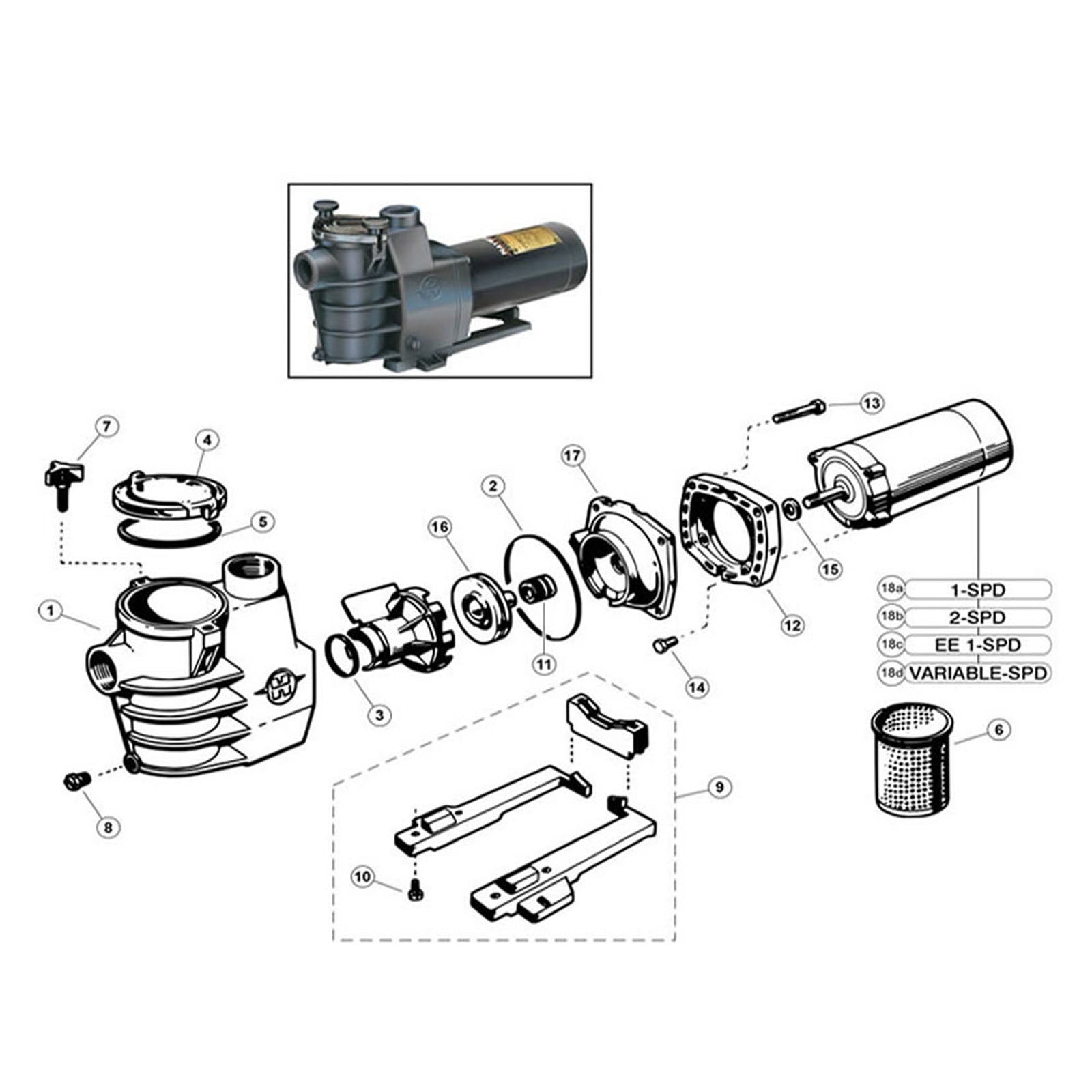 Hayward Max-Flo SP 1800X Pump Series (Max rated)