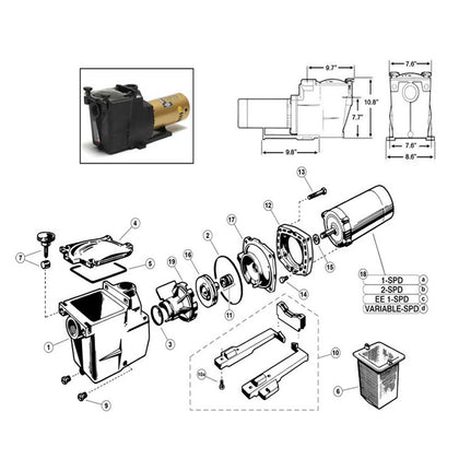 Hayward Super Pump SP 1600X Series (Max rated)