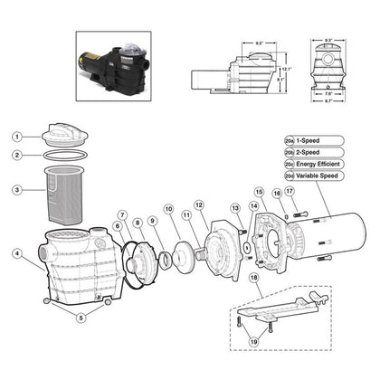 Hayward Super II SP 3000X Pump Series (Max rated)