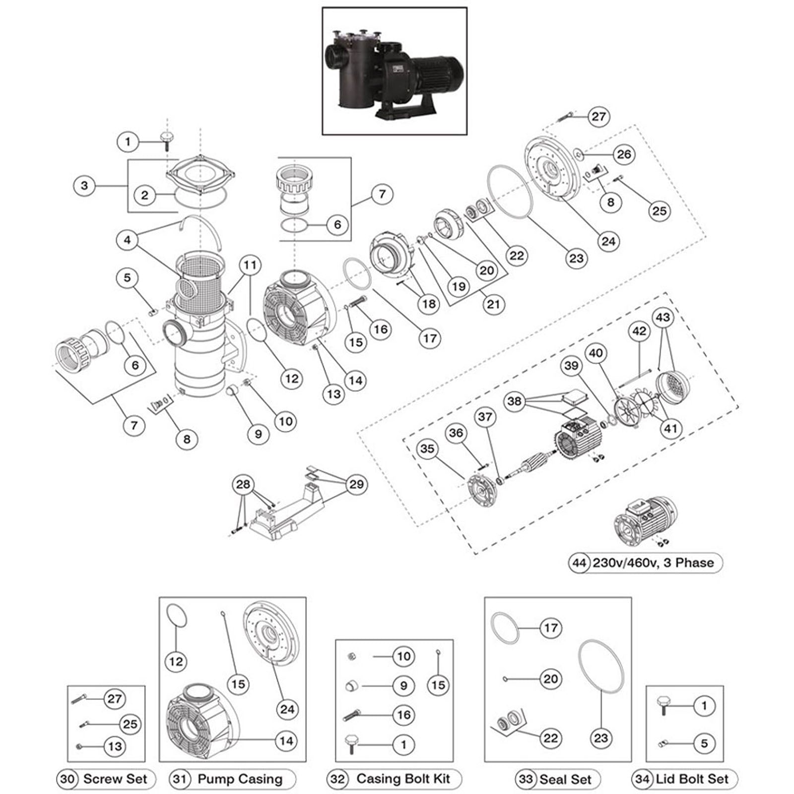 Hayward HCP Series, HCP55/75/100/125, Commercial Pool Pump