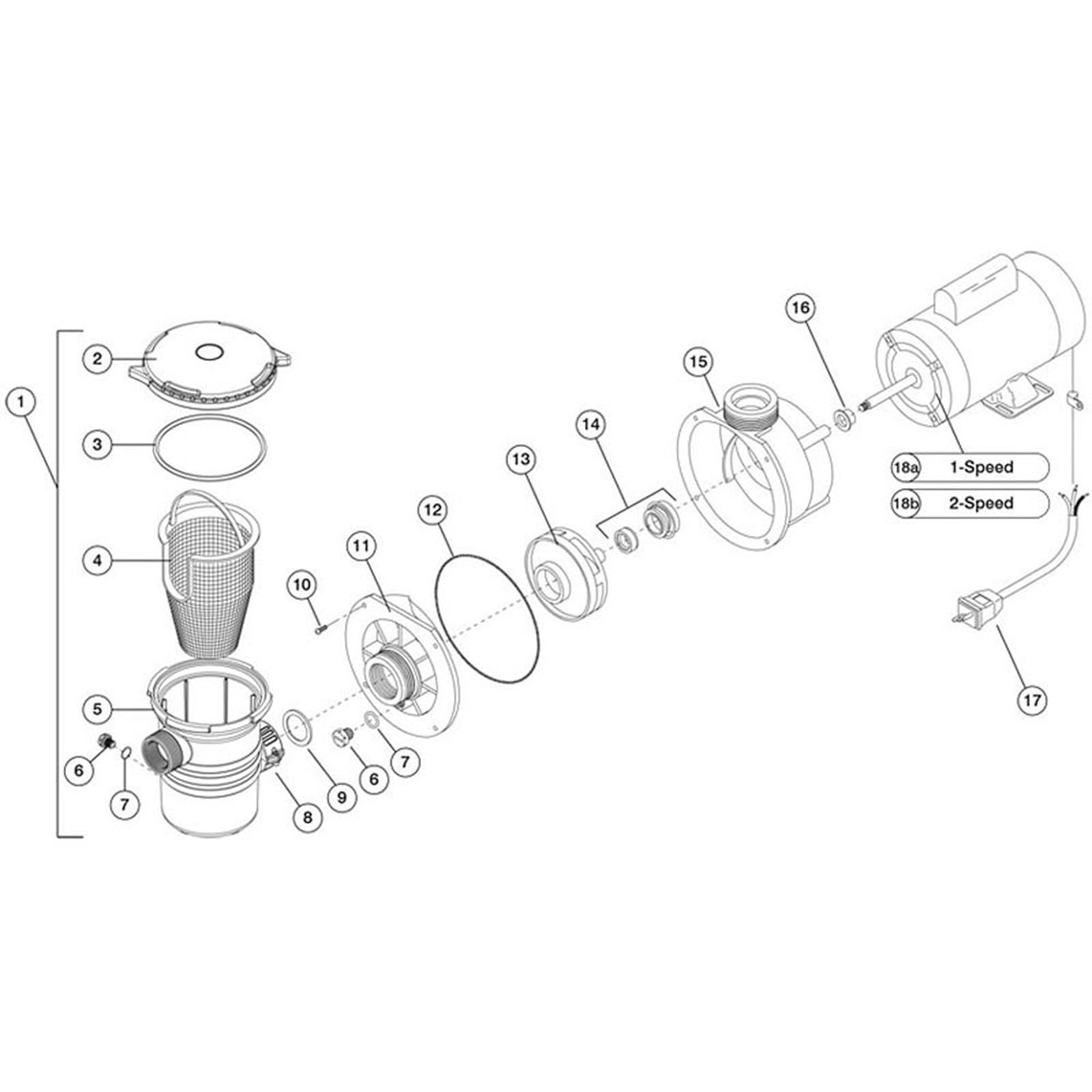 Waterway Center Discharge Pool Pump (4 Screw Faceplace)