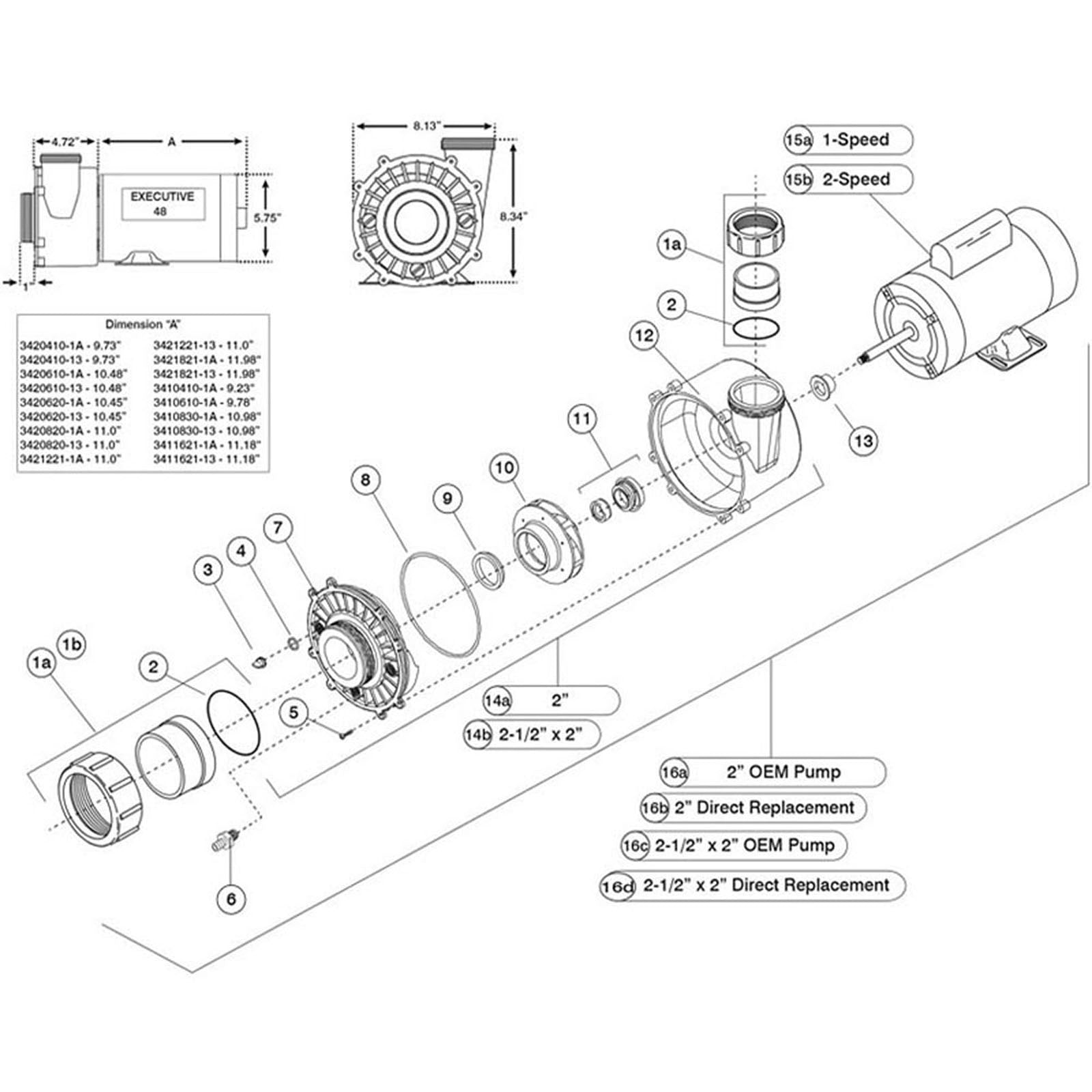 Waterway Executive 48 Frame Parts & Wetends