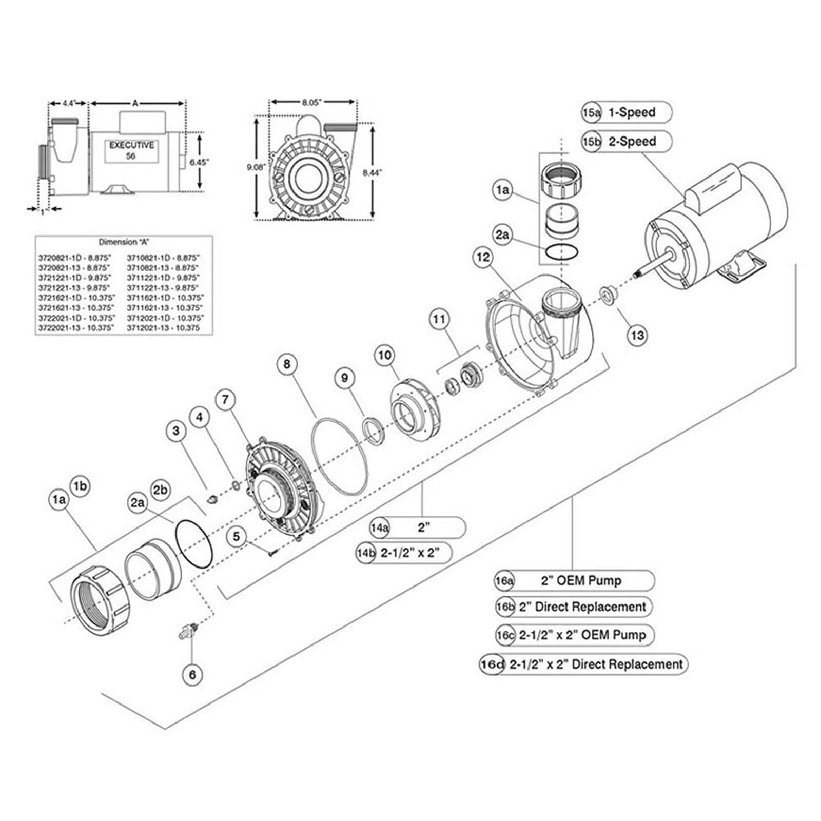 Waterway Executive 56 Frame Parts & Wetends