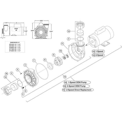 Waterway Viper 56-Frame 2-1/2" Spa Pump