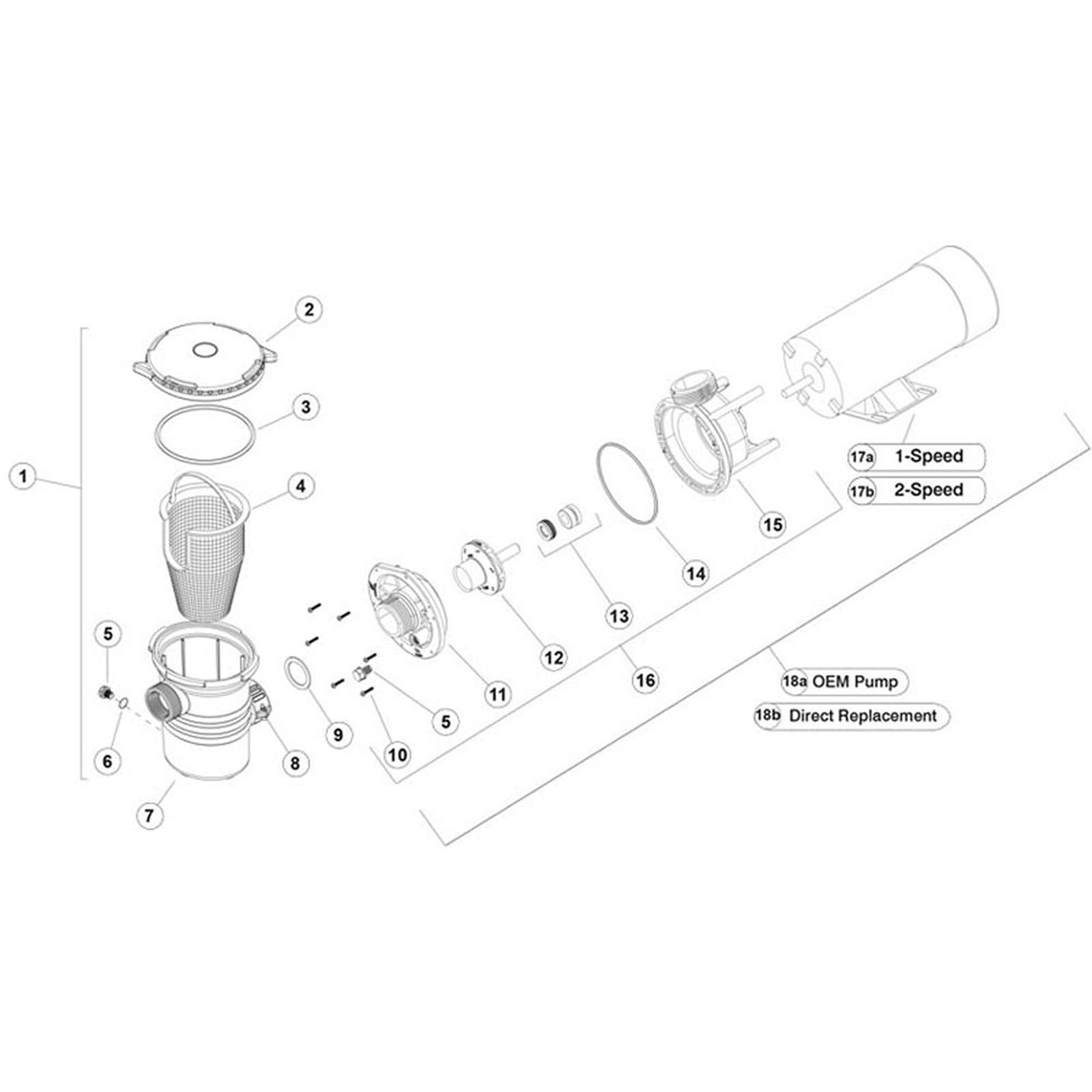 Waterway E-Series Wet End (6 Screw Faceplate)