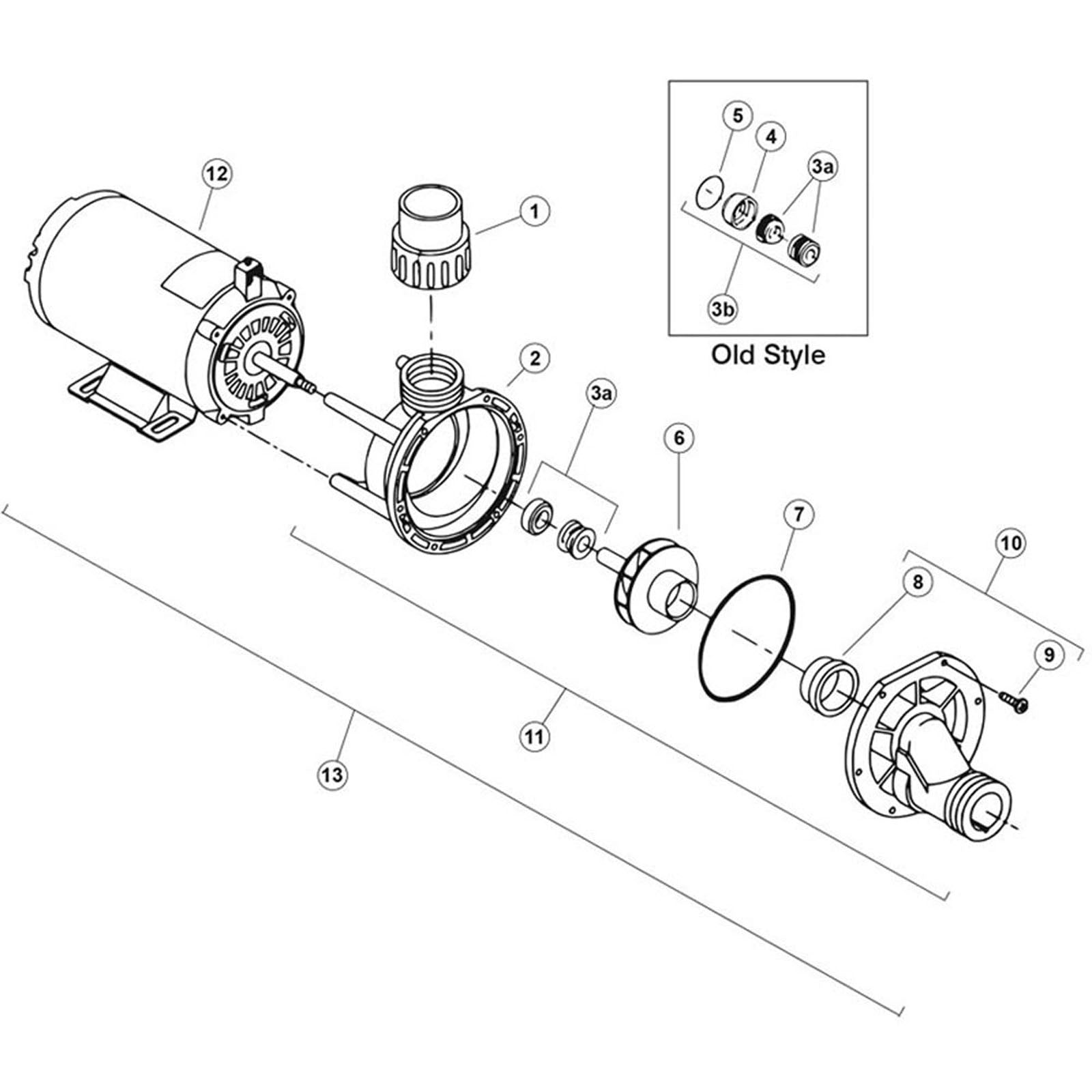 Aqua Flo Tub-Master TMCP Series 100% Drain Bathtub Pump