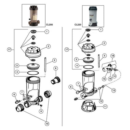 Hayward CL200 In-Line/ CL220 Off-Line Auto Chlorine Feeders