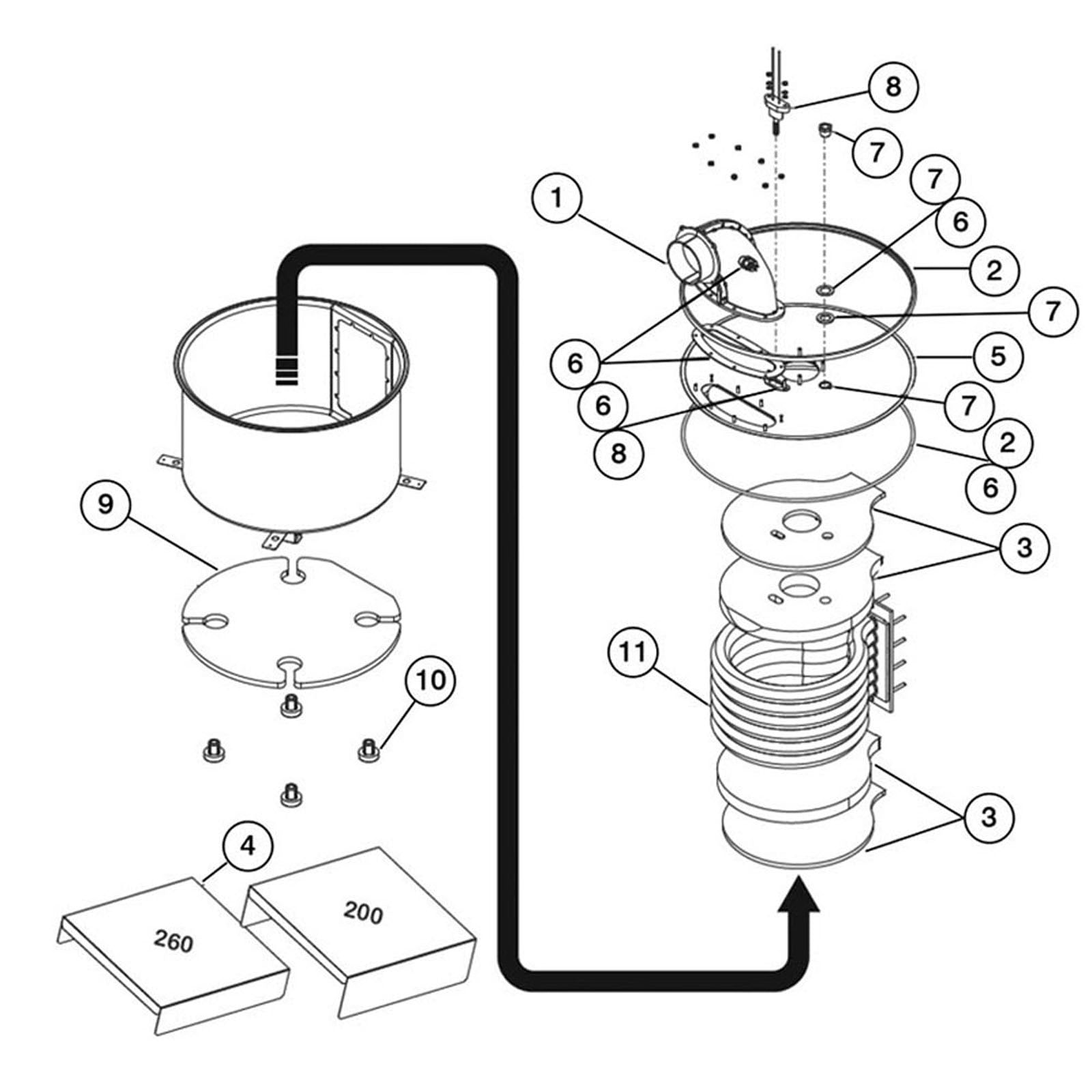 Zodiac Jandy JXi Gas Pool/Spa Heater-Combustion Chamber Assy