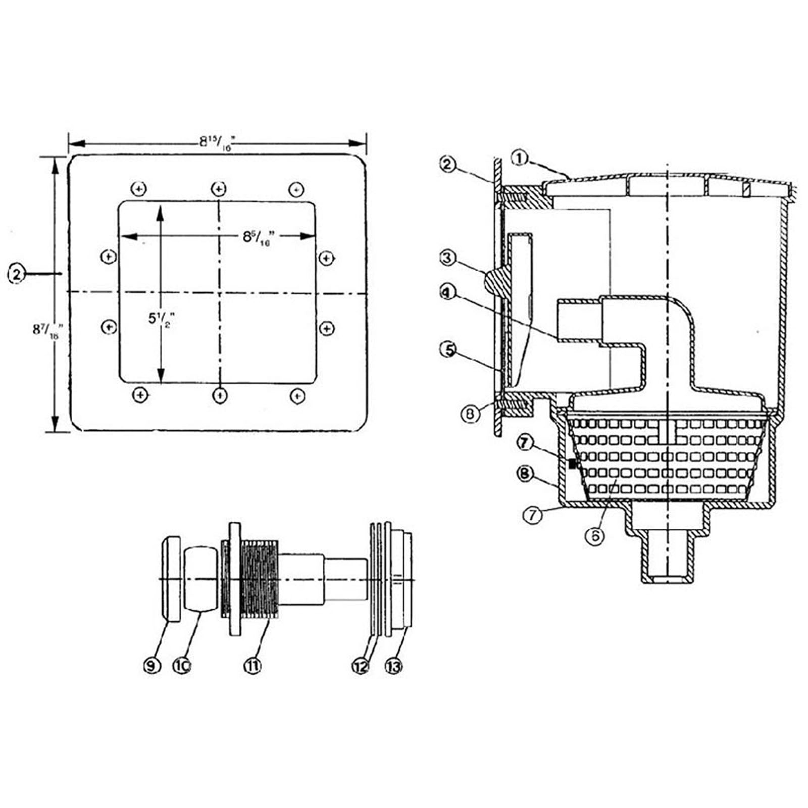 Jacuzzi Deckhand Series Above Ground Pool and Spa Skimmer