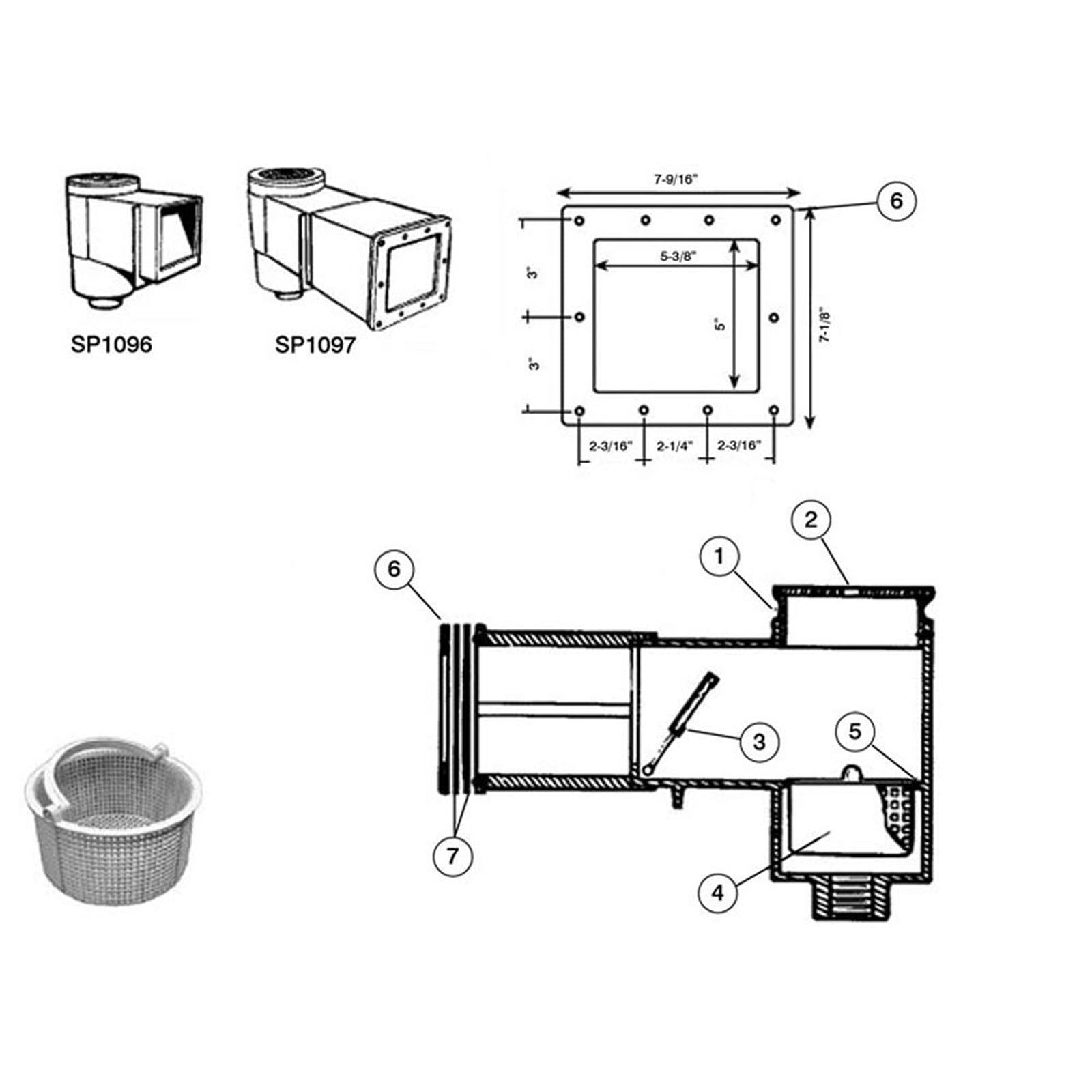 Hayward SP1096, SP1097, SP1098 Small In-Ground Pool Skimmer