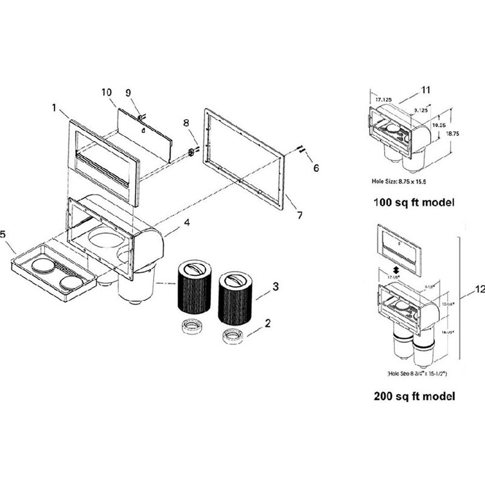 Skim Filter , Waterway 100 sq ft / 200 sq ft