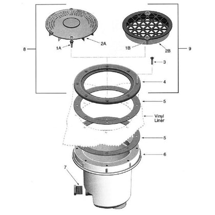 StaRite Vinyl-Liner Main Drain Model 07017-0126, 07017-0127